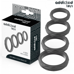 Addicted Toys – Set di anelli per il pene testurizzati 4 misure Addicted Toys – Set di anelli per il pene testurizzati 4 misure