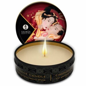 Shunga – Mini caress by candelight candela da massaggio fragole e cava 30 ml